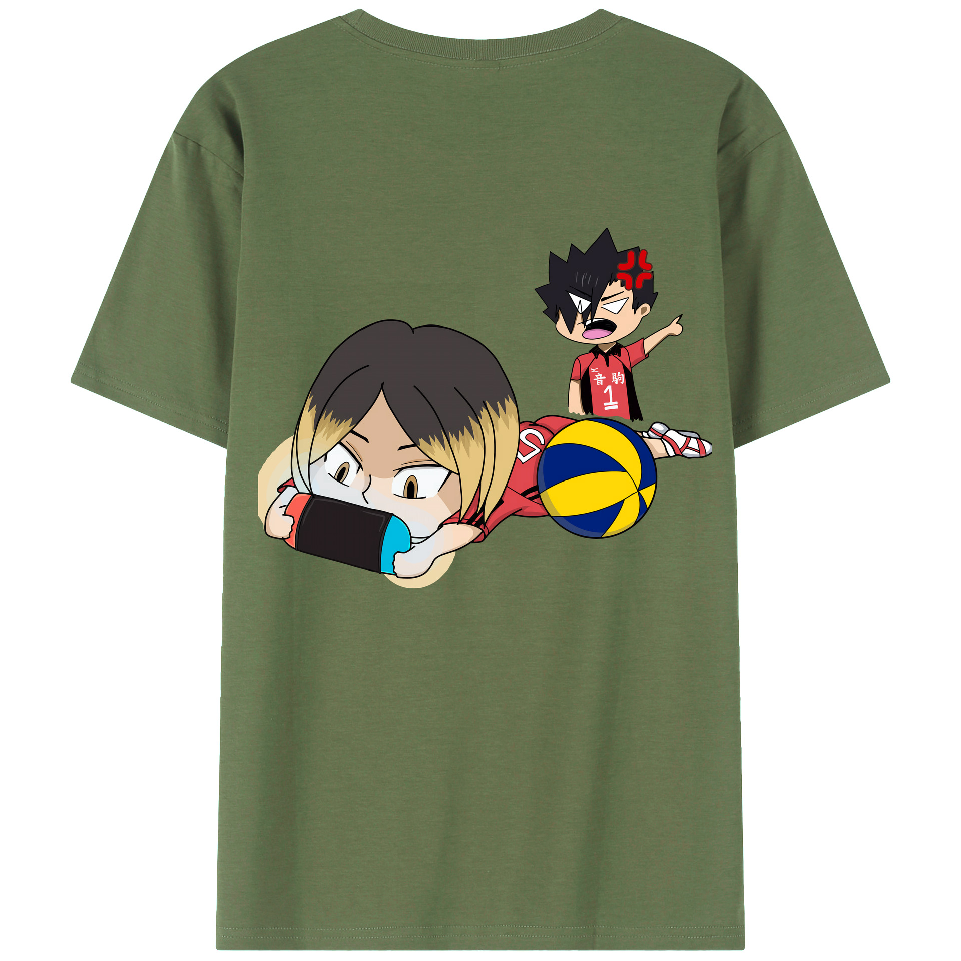 （画像用） ハイキュー!! Haikyu!! 綿100％ メンズ半袖Tシャツ（バックプリント） 通気性